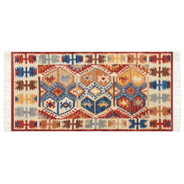 Teppich VANASHEN Bunt 80 x 150 cm Wolle Kelim