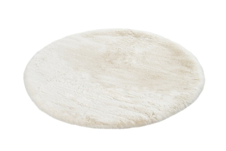 Hochflor Teppich Kassian Weiß Uni Ø 100 cm
