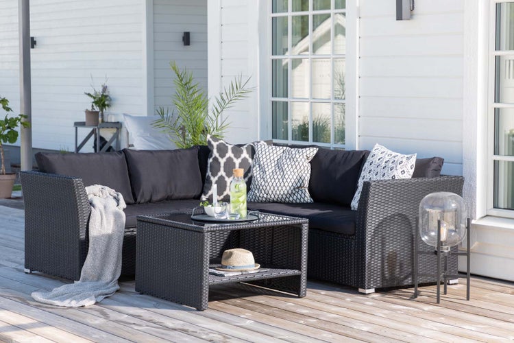 Haiti Lounge-Set 4 Teile schwarz. 70 X 70 X 44 cm