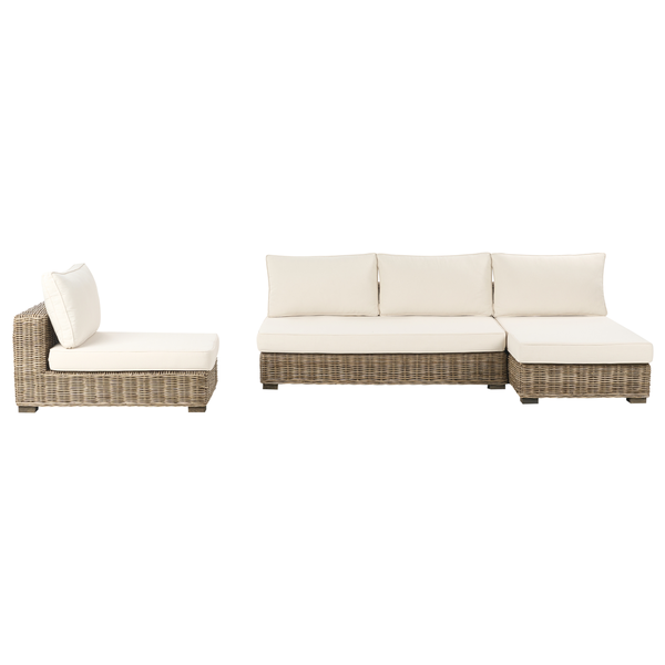 Lounge Set mit Tisch 4-Sitzer VARALLO linksseitig modular Rattan Grau