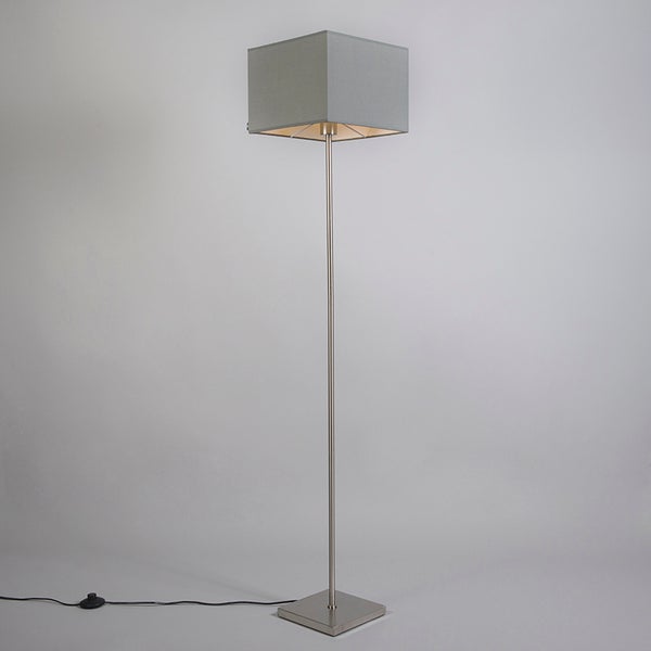 QAZQA - Moderne Stehlampe grau - VT 1 I Wohnzimmer I Schlafzimmer - Stahl Quadratisch I Länglich - LED geeignet E27