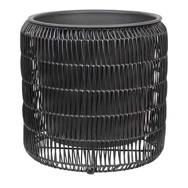 Set mit 2 Blumentöpfen BRODIEA Polyrattan 26/45 cm Schwarz