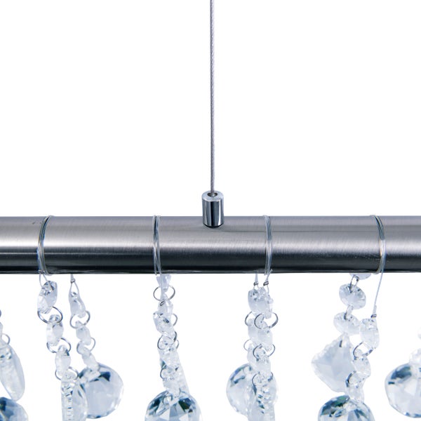 LED Pendelleuchte NOBILIS Länge ca. 100 cm, aus Metall und Kunststoff in satin-nickel, mit fest verbauten LEDs, Beleuchtung für Wohnzimmer, Esszimmer oder Büro