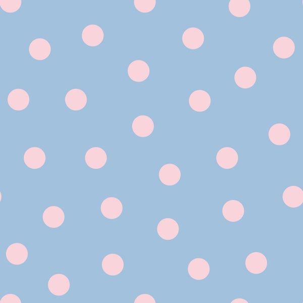 ESTAhome Tapete Punkte Blau und Rosa - 50 x 900 cm - 131577