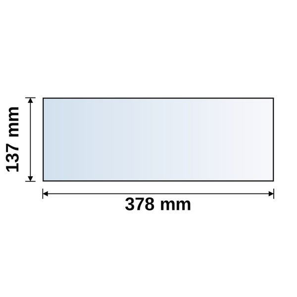 Maßzeichnung eines rechteckigen Produkts mit einer Breite von 378 Millimetern und einer Höhe von 137 Millimetern.