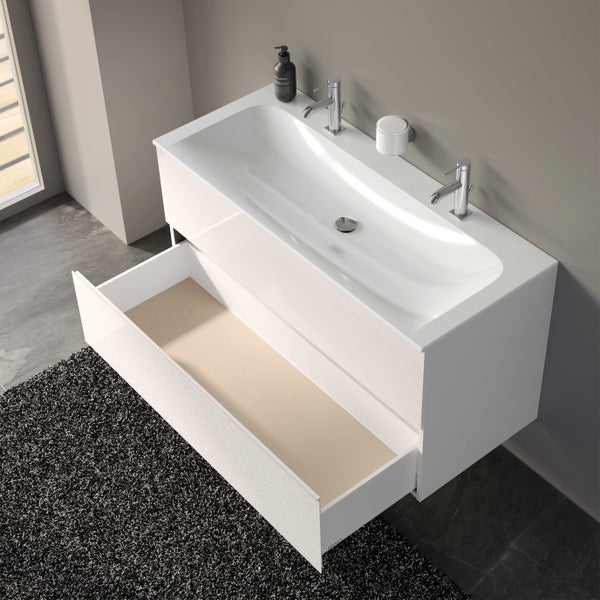 KEUCO Emma Badmöbel-Set 120 cm 2-teilig, mit Doppelwaschtisch und Unterbau