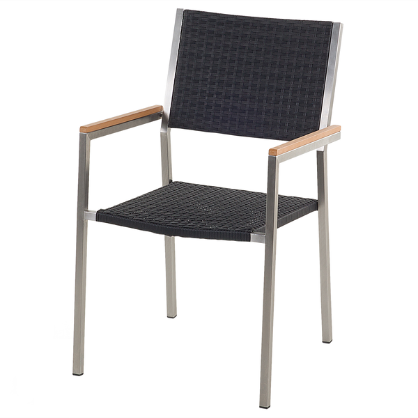 Gartenstuhl 2er Set GROSSETO Polyrattan Schwarz