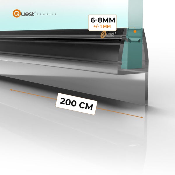 Quest Profile Duschdichtung für 6 bis 8 Millimeter Glasstärke und 200 Zentimeter Länge.