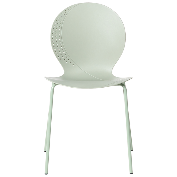Stuhl aus Kunststoff mit Metallbeinen