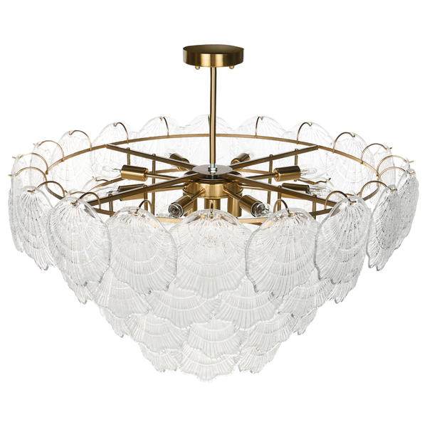 Kronleuchter mit transparenten Glasschirmen