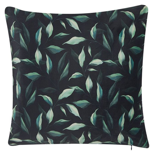 Dekokissen 2er Set TOADFLAX Samtstoff 45 x 45 cm Grün Schwarz Pflanzenmuster