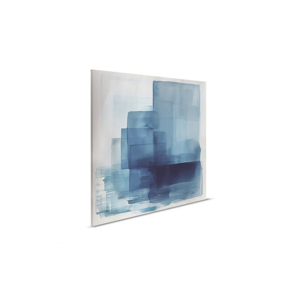 Abstraktes Wandbild mit blauen Formen auf Leinwand