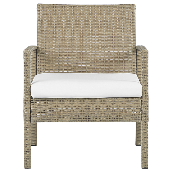 Rattan Gartensessel mit Armlehnen und Sitzkissen