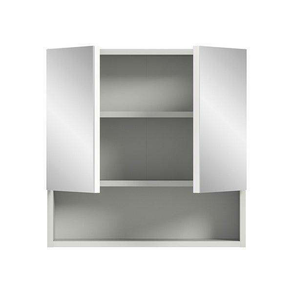 Copa Spiegelschrank Bad 2 Türen 1 Fach 1 Regal hellgrau, Spiegel. 55 X 17 X 55 cm