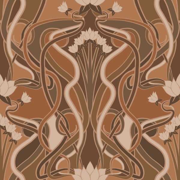 ESTAhome Tapete Blumenmuster im Jugendstil Terrakottabraun - 50 x 900 cm - 139898