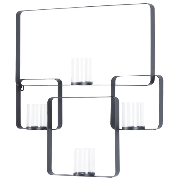 Metall Wandkerzenhalter mit vier Gläsern