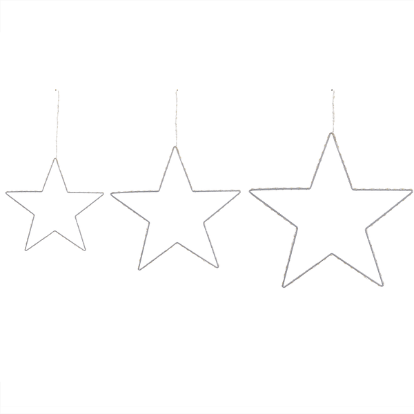 Dekorative Sterne zum Aufhängen in drei verschiedenen Größen