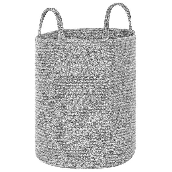 Geflochtener runder Wäschekorb aus Baumwolle mit zwei Henkeln