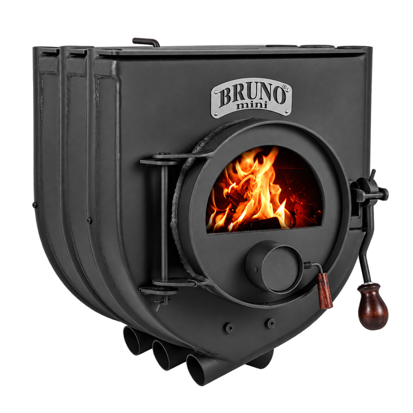 Bruno Mini Kaminofen mit Sichtfenster und brennendem Feuer