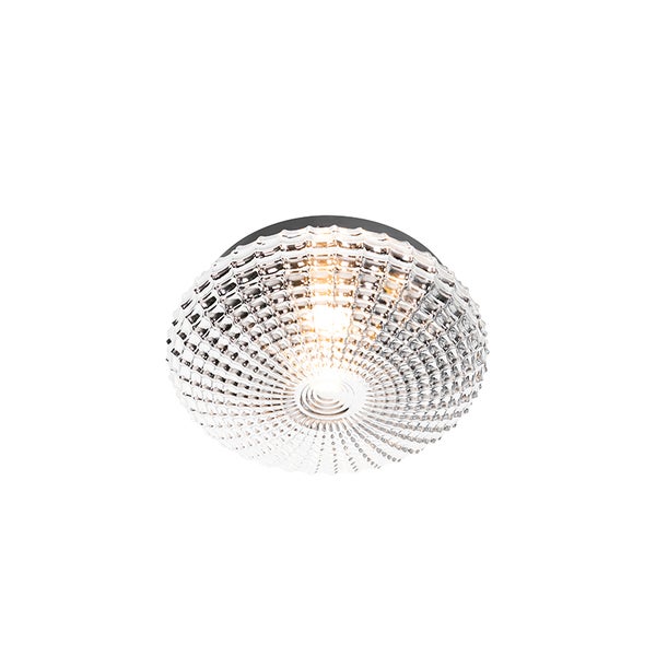 Klassische Deckenleuchte schwarz mit Rauchglas 30 cm IP44 - Nohmi