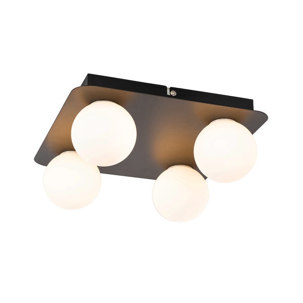 Moderne Badezimmer-Deckenleuchte schwarz quadratisch 4-flammig - Cederic