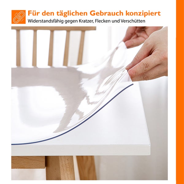 Simple Fix Tischdecke Transparent – Tischfolie Transparent – Durchsichtige PVC Tischschutz – 2mm – 100cm x 200cm