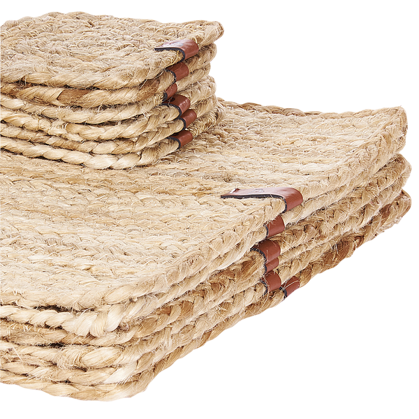 Tischset mit Untersetzern 12-teilig QUANDONG Naturfarben Jute