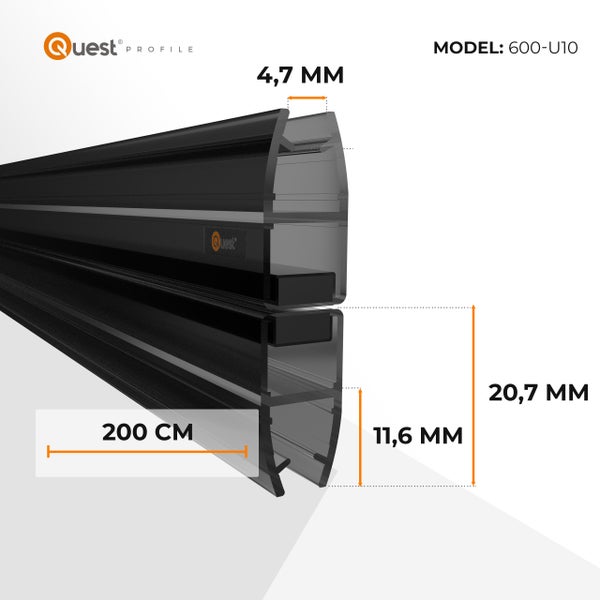 Quest Profil 600-U10 mit Maßangaben