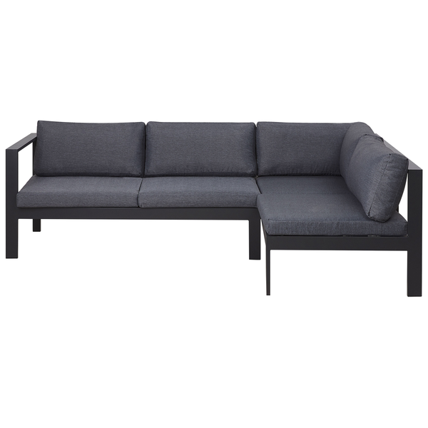 Garten Ecksofa mit Tisch 5-Sitzer MESSINA linksseitig Metall Schwarz