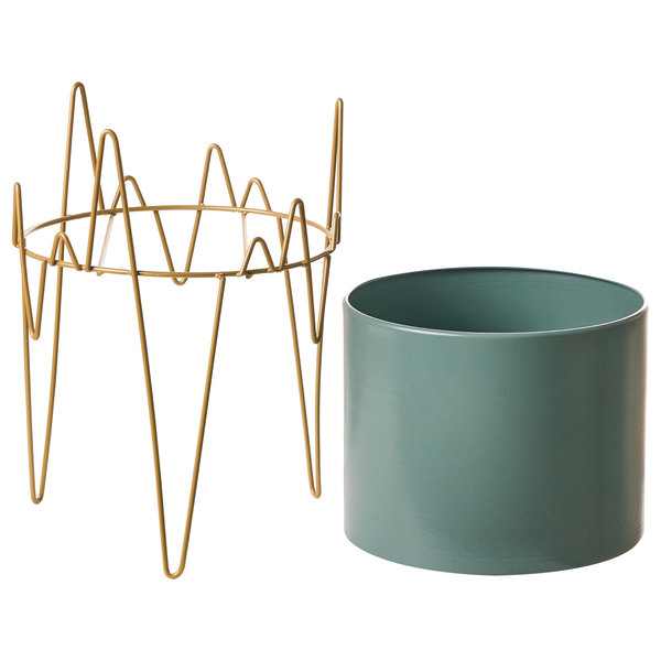 Blumentopf mit goldenem Metallgestell