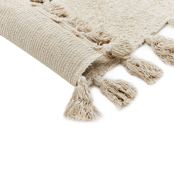 Teppich Baumwolle beige 80 x 150 cm geometrisches Muster Kurzflor BULCUK