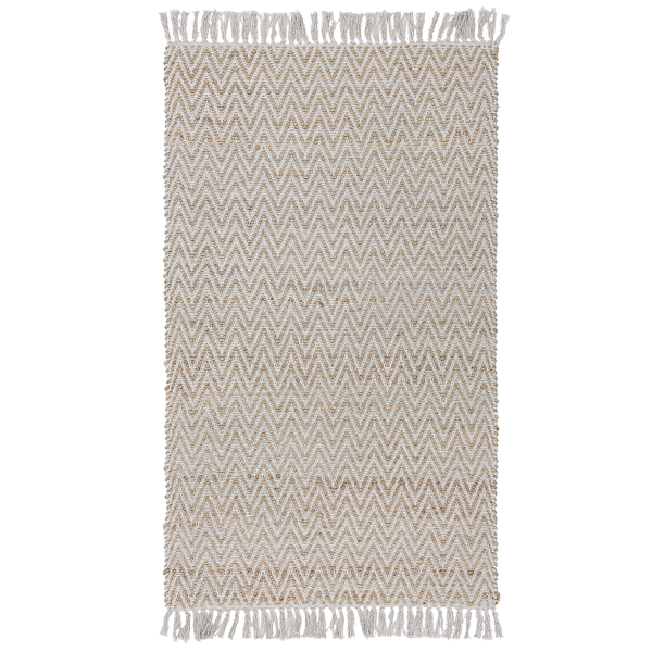 Teppich beige 80 x 150 cm ZickZack-Muster Kurzflor zweiseitig AFRIN