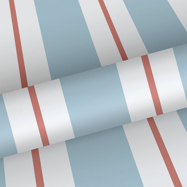Sanders und Sanders Tapete Streifen Blau und Terrakotta - 53 cm x 10 m - 640311