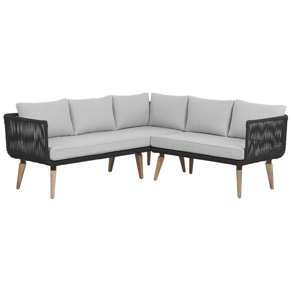 Gartenlounge Ecksofa mit Polster und Holzfüßen