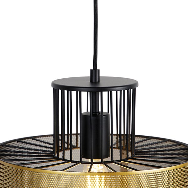 Design Hängelampe Gold mit schwarz 30 cm - Tess