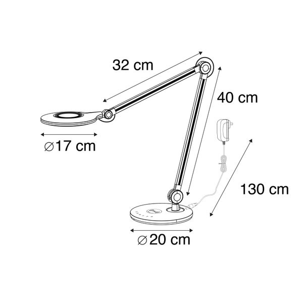 Design Tischleuchte grau inkl. LED mit kabellosem Ladegerät - Don
