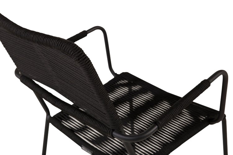 Lindos Gartenstuhl mit Armlehnen stapelbar schwarz. 2er Set