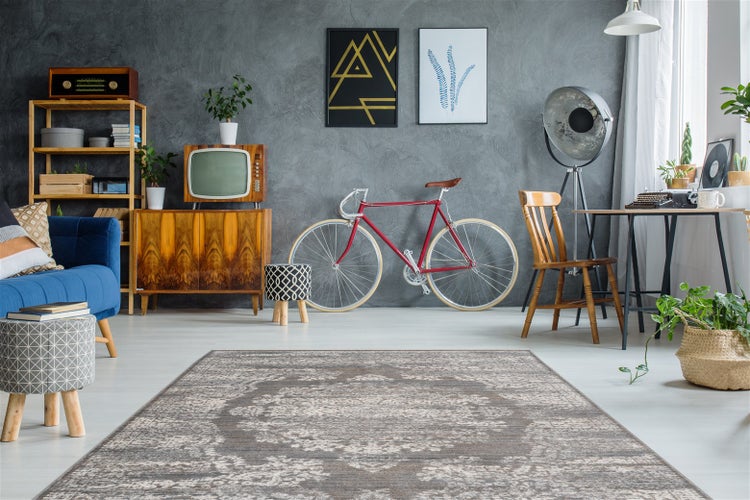 Kurzflor Teppich Opal Anthrazit Vintage 160 x 230 cm