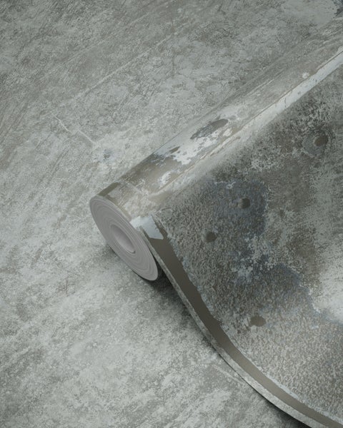 Origin Wallcoverings Tapete große verwitterte rostige Metallplatten Lagunengrün - 53 cm x 10.05 m - 337228