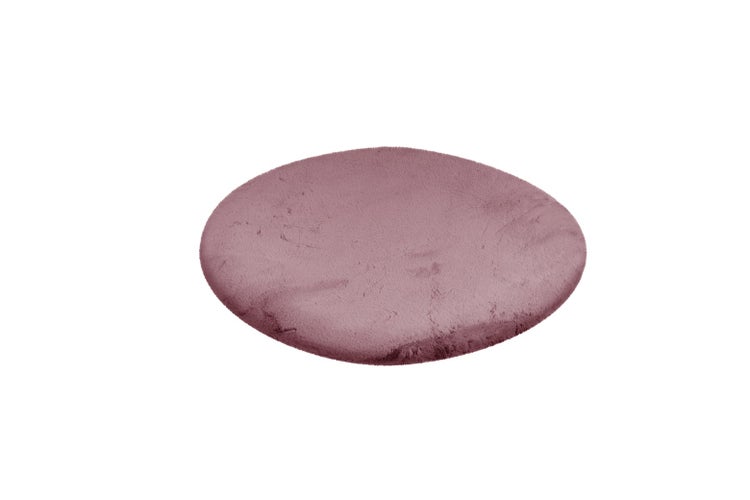 Rundes Sitzkissen aus weichem Kunstfell in Mauve.