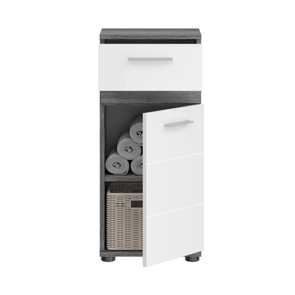 Xonox.home Unterschrank Blake BxHxT 35 x 79 cm x 31 cm Frontfarbe weiß hochglanz / Korpus rauchsilber