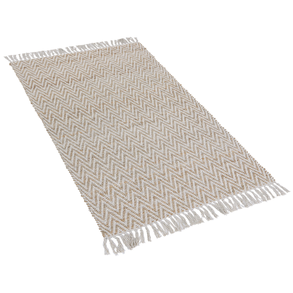 Teppich beige 80 x 150 cm ZickZack-Muster Kurzflor zweiseitig AFRIN