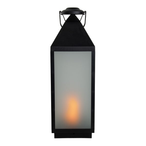LED Dekoleuchte Laterne DORIS aus Kunststoff und Glas in Schwarz, integrierte LED, für Innen