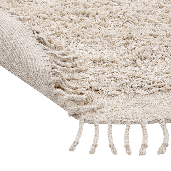 Teppich BITLIS Hellbeige ø 140 cm Baumwolle