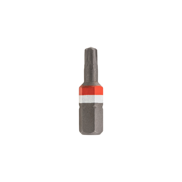 Torx-Bit für Schraubendreher aus Metall mit Sechskantschaft und Farbringmarkierung zur Identifikation.