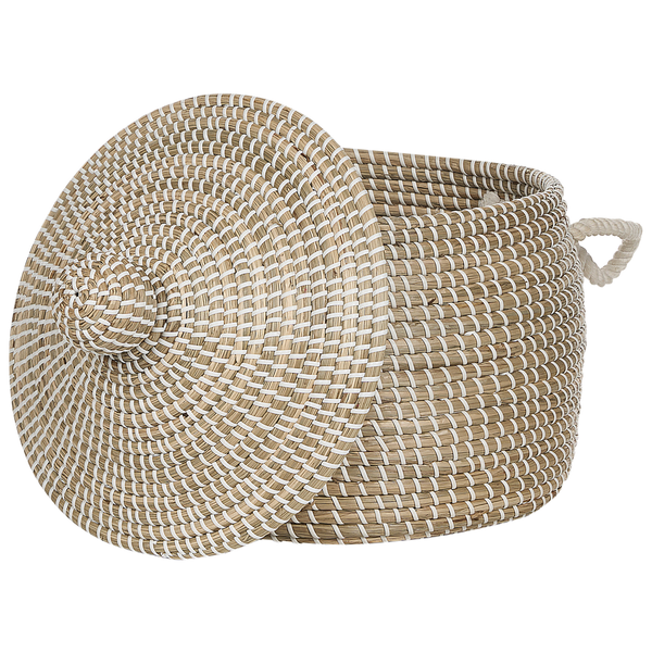 Geflochtener Aufbewahrungskorb mit Deckel und Griff