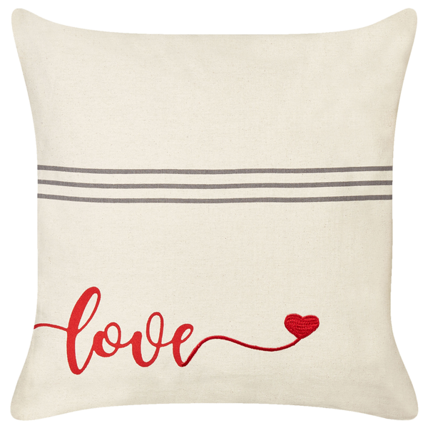 Dekokissen 2er Set PLUMERIA Baumwolle 45 x 45 cm Beige Mit Aufschrift