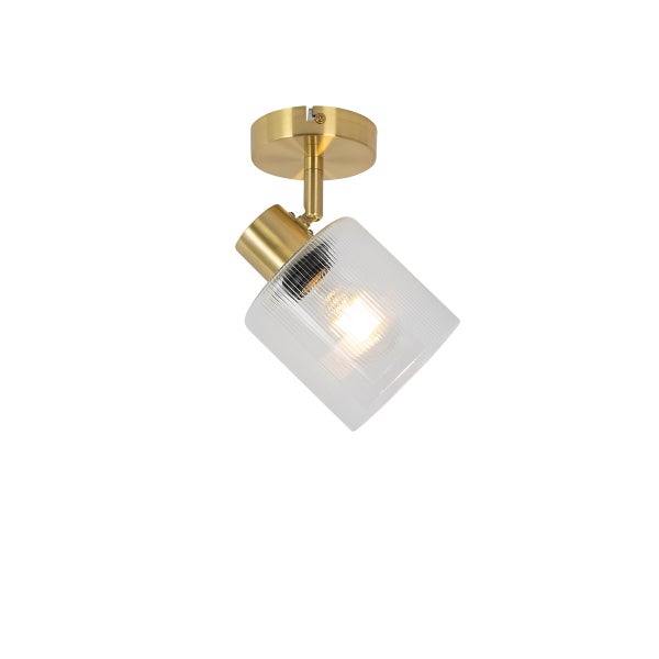 Art Deco Deckenstrahler Gold mit Glas verstellbar – Laura