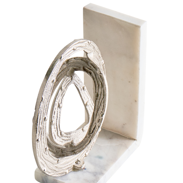 Buchstütze aus Marmor mit silberfarbener Dekoration