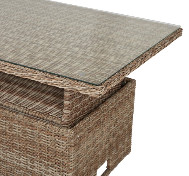 Gartentisch aus Rattan mit Glasplatte